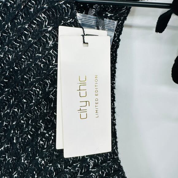 NWT City Chic Western Jumper Sweater Marled Knit Wrap Peplum in Black Size 20 - Picture 8 of 10